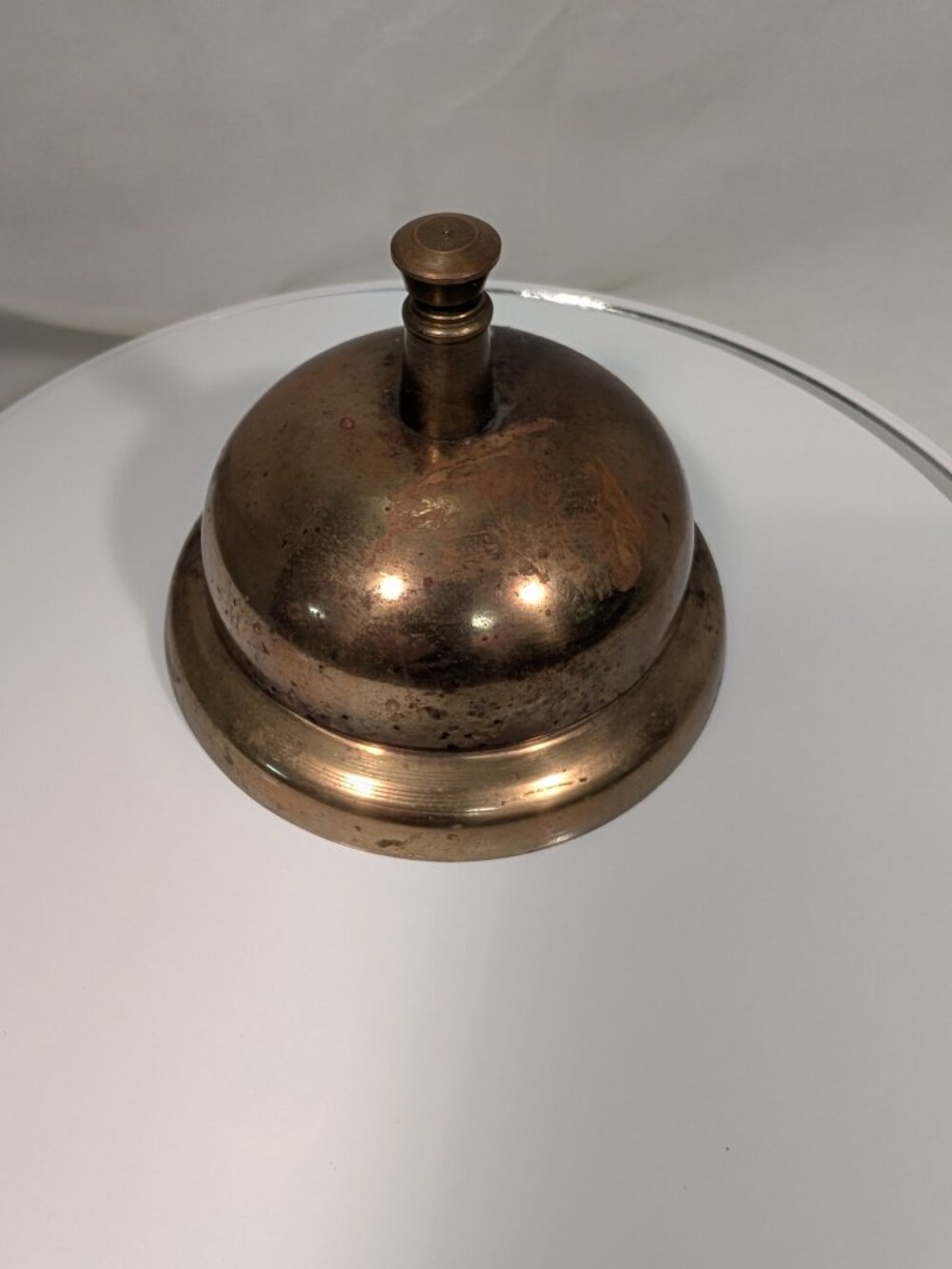 VINTAGE HOTEL FRONT DESK OFFICE BRASS BELL Needs a polish !